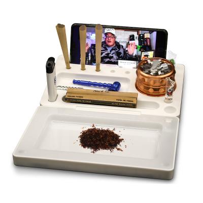 China Plastic Tobacco Herb Box Kit Flip Cover LED Tray Glow Rolling Cigarette Tray with Movable Slot Multi Function for Smoking Product for sale