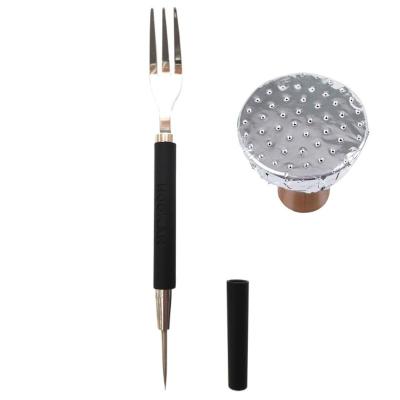 China Hookah Shisha Smoking 2 in 1 Hookah Tin Foil Puncher for Shisha Bowl Sheesha Chicha Head Accessories Narguile Cachimba Smoke Cream Spoon Kitchen Fork for sale