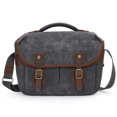 China Professional Waxed Protective Effects DSLR Sling Shoulder Bag Canvas Vintage Camera Bag For Photography for sale