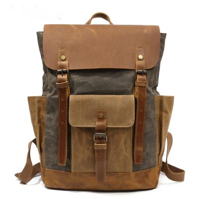 China Waterproof 2021 Travel Backpacks Women Men Waterproof Vintage Oiled Canvas Backpacks Waxed Backpack for sale