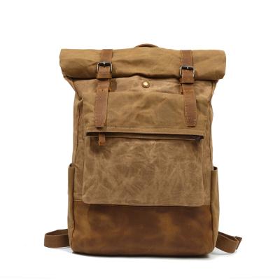 China Waterproof Daypack Oil Waxed Canvas Outdoor Bag Men's Travel Computer Backpack for sale