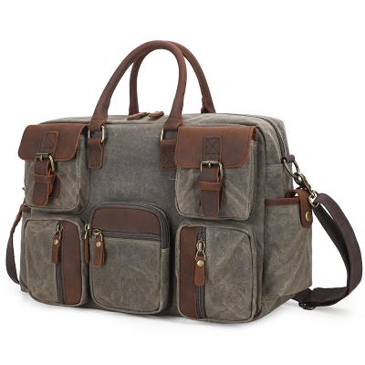 China Large Capacity High Capacity Vintage Canvas Bag Waterproof Mens Laptop Briefcase Designer For 15.4