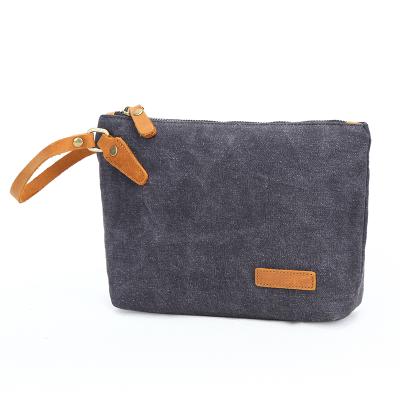 China Vintage Storage Rack Accessories Organizer Custom Wholesale Waxed Canvas Waterproof Zipper Pouch for sale