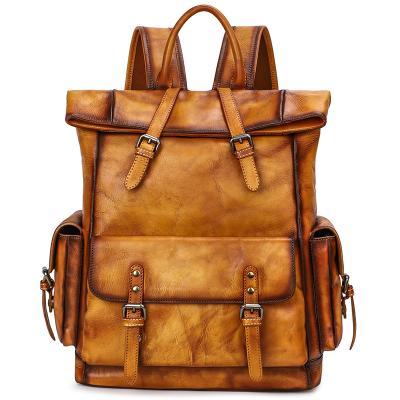 China Vintage Guangzhou Manfacture Custom Leather Backpack Backpacks With Laptop Compartment And Logo for sale