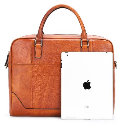 China Fashion and convenience handmade vintage grain leather travel office shoulder bag men full leather briefcase laptop bags for sale