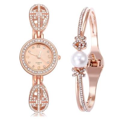 China Two-piece non-specific hollow women's watch lace strap set high grade belt diamond steel fashion watch for sale