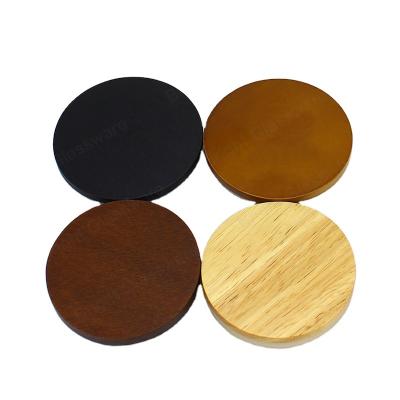 China Customized Non-refillable Beech Rubber Pine Cap Wood Lid For Candle Jar Lid Wholesale Black Wood Cap With Silicone Inside For Candle Holder for sale