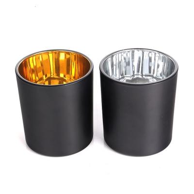 China Home Decoration Best Selling Rose Gold Candle Vessel 8oz 10oz Luxury Black Silver Electroplate Candle Jars With Lids for sale