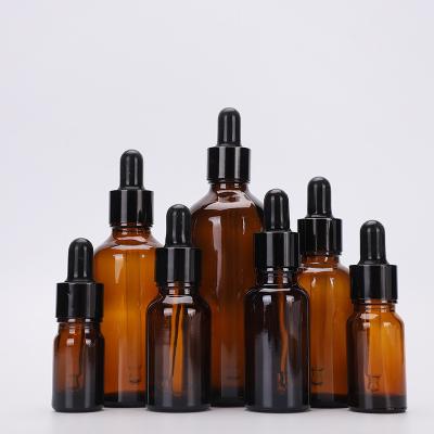 China Empty Essential Oil Cosmetic Packaging 30ml 50ml 100ml Amber Green Blue Dropper Glass Bottle For Serum Cosmetic Wholesale for sale