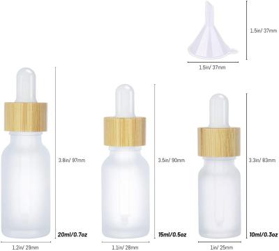 China Boston Cosmetic Wholesale 15ml 30ml 50ml 100ml Glass Bottle Frosted Clear Glass Essential Oil Dropper Bottle With Bamboo Lid Dropper for sale