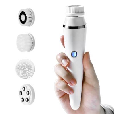 China Acne Treatment 4 in 1 Amazon Hot Spa Rotation Smart Facial Brush Cleansing Device Cleanser With Silicone Brush for sale