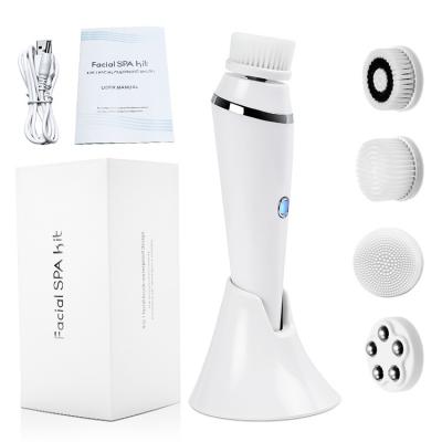 China Custom Electric Anti-Puffiness Smart Exfoliating Scrub Silicone Facial Handheld Face Wash Massager Cleaning Brush for sale