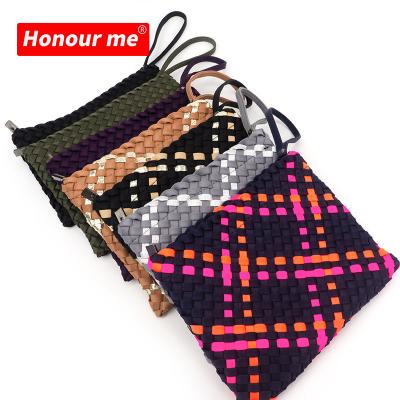 China New Arrival Neoprene Purse Clutch Bag Mini Coin Purse Cute Small Zipper Pouch Woven Purse Summer Fashion for sale