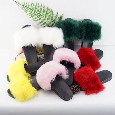 China 2021 Fashion Trend Hot Sale Faux Fur Slides Slippers For Women Summer Slides Hot Sale Women Shoes Slides Slippers for sale