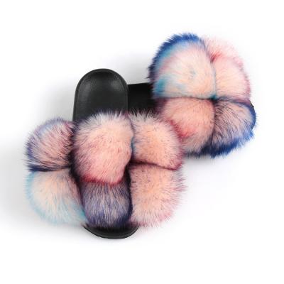 China Fashion Trend Fur Hairy Slides Solid Color Colorful Slippers Daily Use For Women Girls Ladies for sale