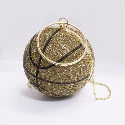 China Luxury Water Resistant Diamond Ball Design Women Party Basketball Clips Football Totes Shoulder Bag Basketball Bag Chain Clutch Bags for sale