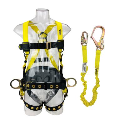 China 100% Polyester China Full Body Climbing Fall Protection Harness With Shock Absorbing Lanyard Safety Harness Belt for sale