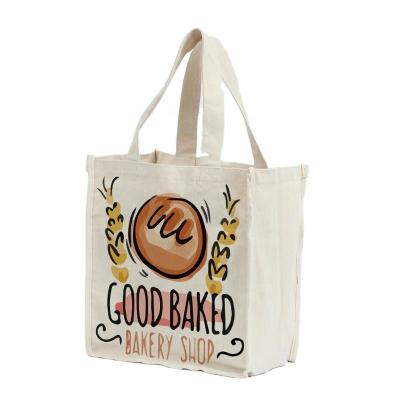 China Natural Customized Volume Handled Large Capacity Canvas Tote Bag Grocery Shopping Bag For Supermarket for sale