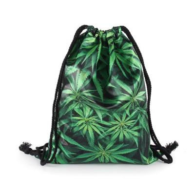 China 3D Digital Printing Drawstring Folding Backpack Customized Polyester Waterproof Drawstring Bag for sale