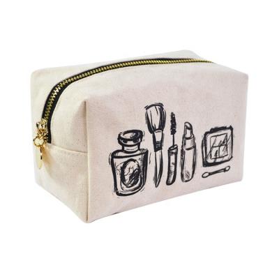 China Wholesale Fashion Custom Zipper Empty Cotton Canvas Small Cosmetic Make Up Bag Canvas Makeup Bag With Logo for sale