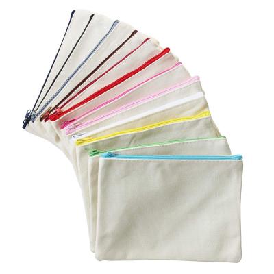 China Wholesale Eco-Friendly Custom Fashion Canvas Cosmetic Bag White Reusable Multicolor Zipper Makeup Pouch Bag for sale