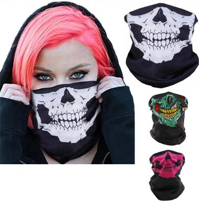 China Multifunctional wholesale custom printed elastic seamless bandana polyester skull women face cover neck tube for sale