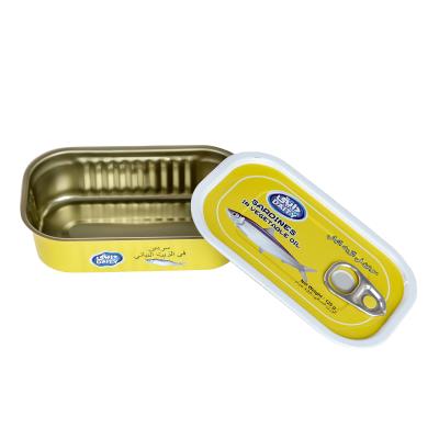 China Custom Standard Tuna Fish Rectangular Seal Ring-Pull Tin Can with Lid Food Packaging Te koop