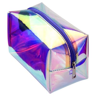 China Micani Fashion Holographic Makeup Bag Fashion Clear Cosmetic Toiletry Pouch TPU Holographic Cosmetic Bag for sale