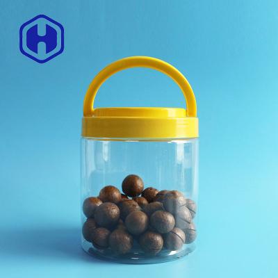 China 120mm Round PET Straight Sided Plastic Jar With Lid Handle Food Packing for sale