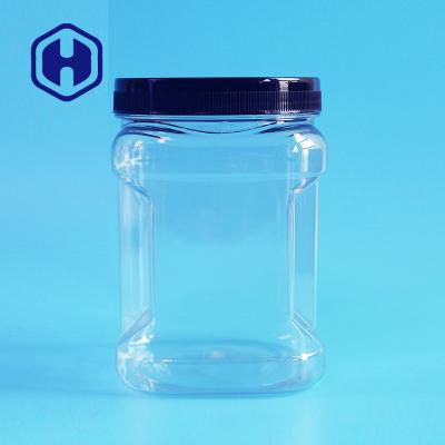 China Stackable Mason PET Square Clear Plastic Grip Jars With Round Lids Cookie Food Packing zu verkaufen