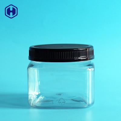 China De duidelijke Kruiken van de HUISDIEREN Plastic Greep blikten Vierkante Plastic Kruiken met Deksels 420ML 14OZ in Te koop