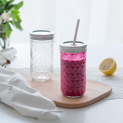 China 100ml 250ml 350ml Sustainable Glass Bottle Heavy Bore Glass Cup Jars Drinks Glass Iced Mason Jars Canning Jars for sale