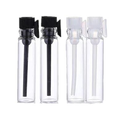 China Factory 1ml 2ml 3ml Clear Tester Sample Tube Glass Perfume Cosmetic Vials With Plastic Lid for sale