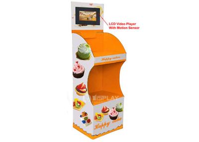 China Cake Cardboard Point Of Sale Display Rack With LCD Vedio Screen for sale