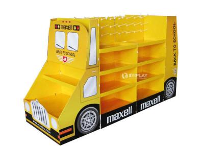 China Cookies Promoting Cardboard Display Rack School Bus Shaped UV Coated for sale