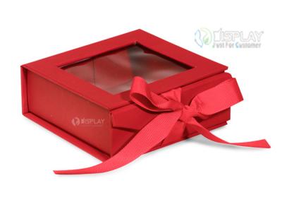 China Magnet Foldable Cardboard Gift Boxes Customized With Clear PVC Window for sale