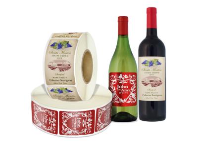 China Self Adhesive Wine Bottle Stickers in Roll , Wine Paper Label Sticker for sale