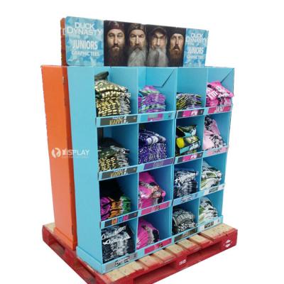 China T - Shirt Advertising Cardboard Pallet Display Shelf With Wonderful Design for sale