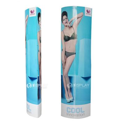 China Blue Promotion Totem Cardboard Display Stand For Advertising , 4c Offset Printing for sale