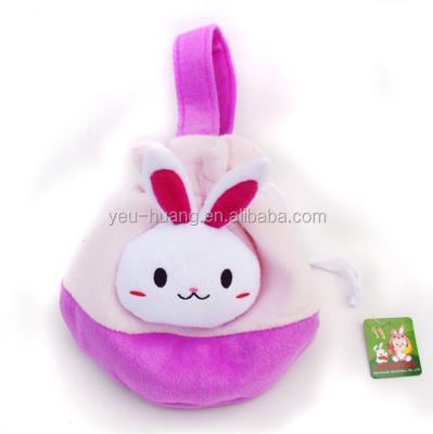 China Custom Kids Animal Bunny Bag ENGLAND STYLE Plush Purple Color Drawstring Bag for sale