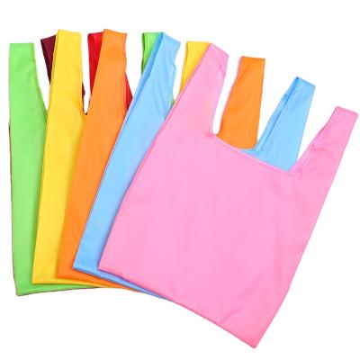 China Fashion And Eco-friendly Supermarket Polyester Print Bag Shopping Tote Polyester Foldable Vest Bag for sale