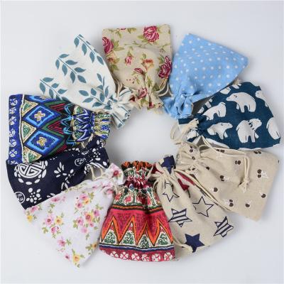 China Fashion and eco-friendly cotton printed bouquets say lipstick bags canvas drawstring incense mosquito repellent bag jewelry packaging tea bag for sale