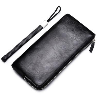 China 2021Classic Hot Sale Men's New Men's Leather Wallet Long Ultra-thin Zipper Mobile Phone Wallet Waterproof for sale