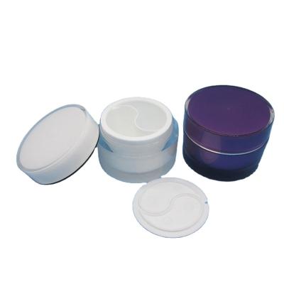 China White Round Skin Care Cream Double Chamber 25mlx2 50mlx2 Acrylic Cream Jar Container for sale