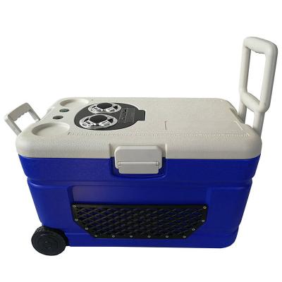 China Waterproof 43L Insulated Outdoor Cooler Box Radio Built In Battery Two Speaker With Wheels Factory OEM for sale