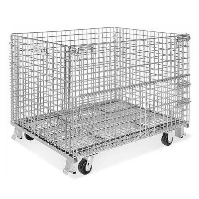 China Collapsible Stacking Welded Warehouse Wire Mesh Container Cage Pallet For Storage for sale