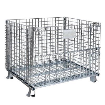 China Industrial Stackable Collapsible Warehouse PET Preform Heavy Duty Storage Container With Wheels Metal Wire Mesh Container Storage Pallet for sale