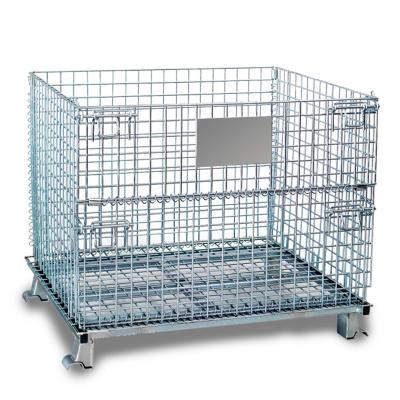 China High Capacity Warehouse and Storage Equipment Mesh Containers Stackable Collapsible Wire Baskets Rigid Cargo Roll Pallet Box for sale