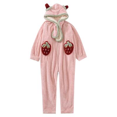 China Warm Ladies Coral Fleece Homewear Flannel Pajamas Autumn Winter Adult Onesie Pajamas Zipper Thermal Cute Rabbit for sale