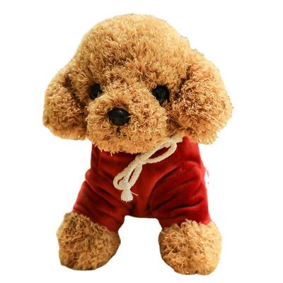 China Hot Wholesale Plush Furry Dog Stuffed Toys With Logo Embroidery Shirt For Gift Promotion for sale